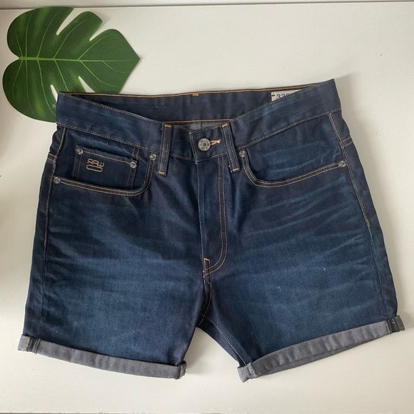G-STAR RAW 3301 Women Shorts Straight Fit Summer Pure Cotton Blue Denim - Picture 1 of 8